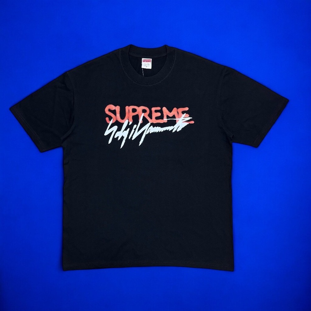 Supreme Black Tee with Red and White Graphic